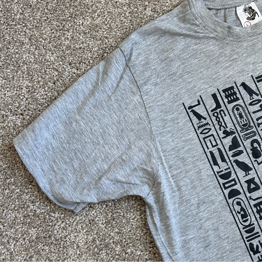 Kleopatra Empire Egypt Hieroglyphics Graphic T-Shirt Gray Mens Large L Souvenir - Picture 3 of 7